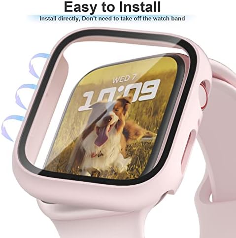 [6 חבילה] Wiskii תואם Apple Watch Series 8 7 45 ממ מארז עם מגן מסך, מחשב קשה דקיק במיוחד כיסוי אטום הלם עבור